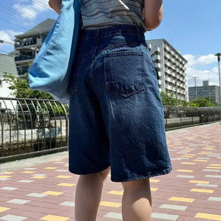 D-ring Bermuda denim pants