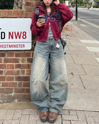 Wide denim pants