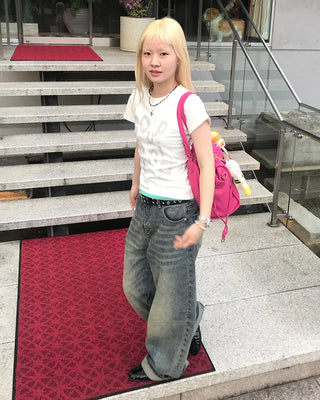 Wide denim pants