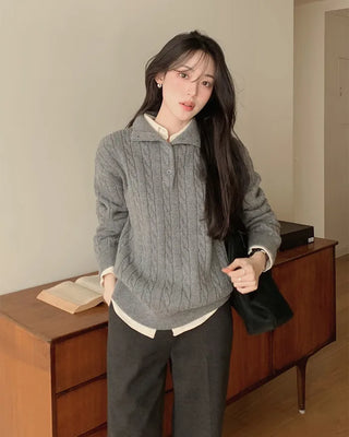 (3 colors) Thick Cable Knit Cardigan