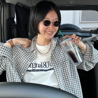 Checked sheer shirt