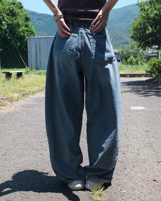 Wide striped denim pants