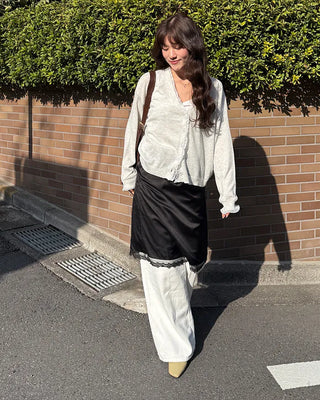 Back-belt wide-leg pants
