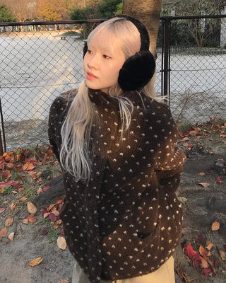 Dot fleece zip-up