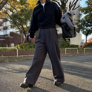 Ribbed wide brushed pants