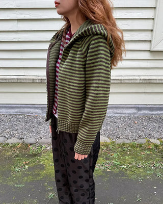Striped knit zip-up