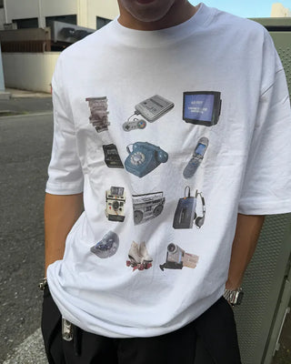 Electronic device print short-sleeved T-shirt