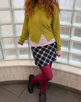 Round neck alpaca knit cardigan