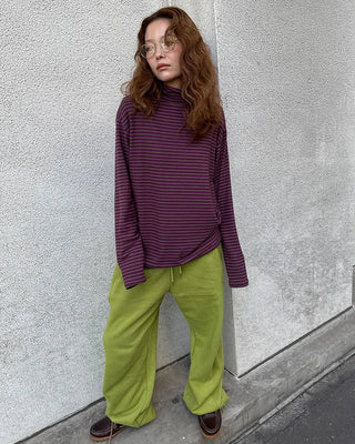 Turtleneck striped long-sleeve T-shirt