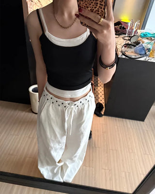 Polka Dot Layered Wide Pants