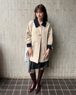 Loose-fit half trench coat