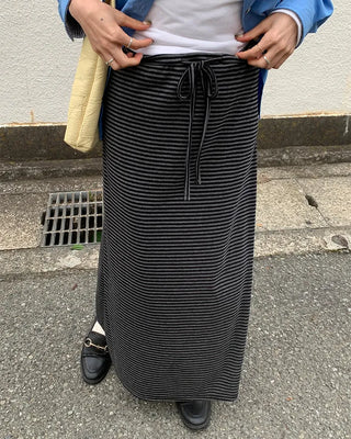 Striped strap long skirt