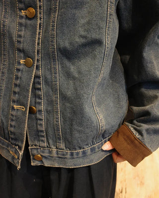 Corduroy Collar Neck Denim Jacket