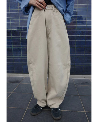 Wide-seam cotton pants