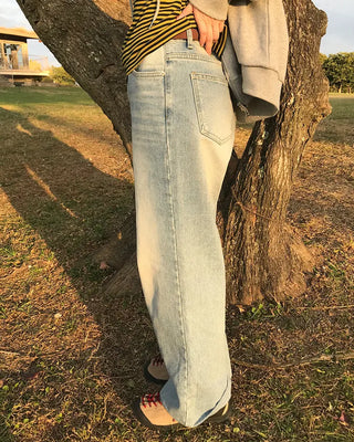 Semi-straight denim pants