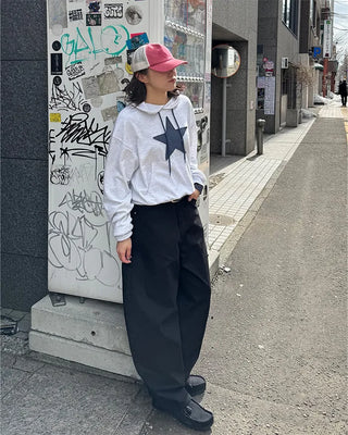 (Unisex) Studded Belt Wide Pants