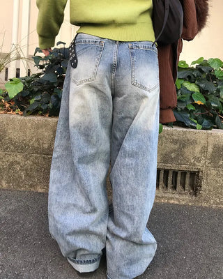 Wide denim pants