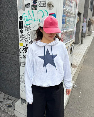 Loose-fit star hooded parka