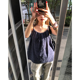 Checked Shirred Camisole