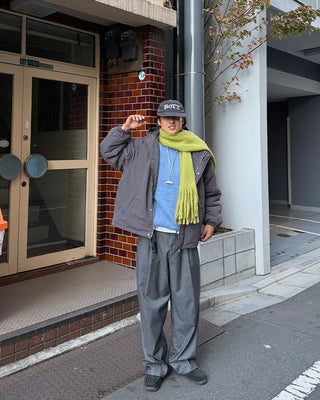 Two-pleat striped slacks