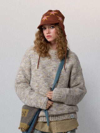 [Monterest] Multicolor Yarn Blend Crewneck Sweater