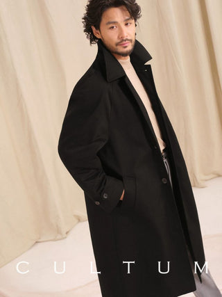 [CULTUM] Washed Cotton Balmacaan Coat