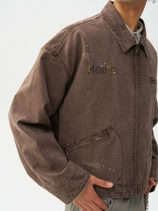 [Monterest] Washed Distressed Canvas Work Jacket