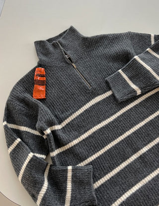 Striped Cashmere-like Half-Zip Knit (3 colors)