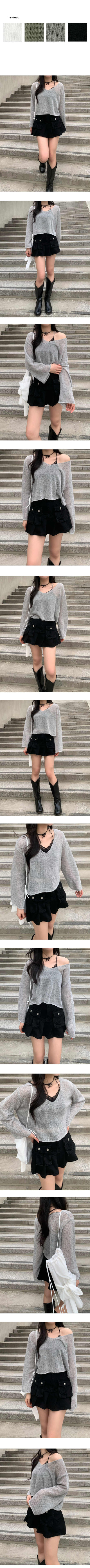 V-neck sheer summer knit