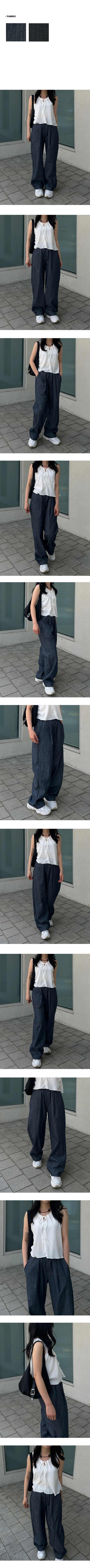 Denim linen wide-leg pants