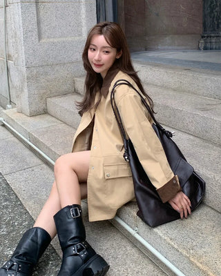 Two-tone cotton half jacket