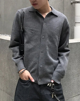 Semi-Clothed Polo Knit Cardigan