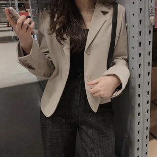 Single-breasted semi-cropped jacket - 4 colors
