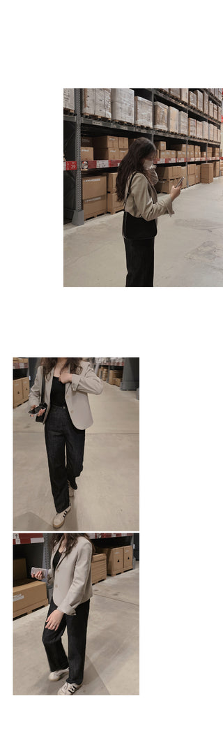 Single-breasted semi-cropped jacket - 4 colors