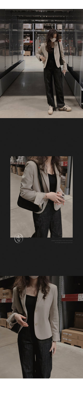 Single-breasted semi-cropped jacket - 4 colors