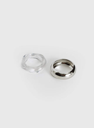 Dayla Resin Cuff Pack Silver  Clear