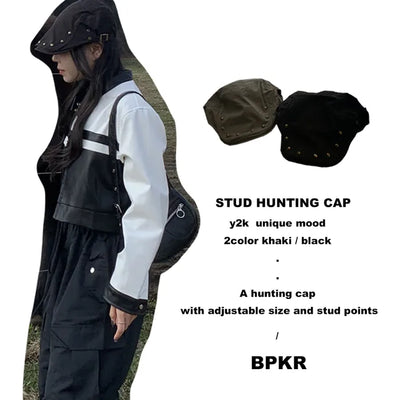 Studded newsboy cap