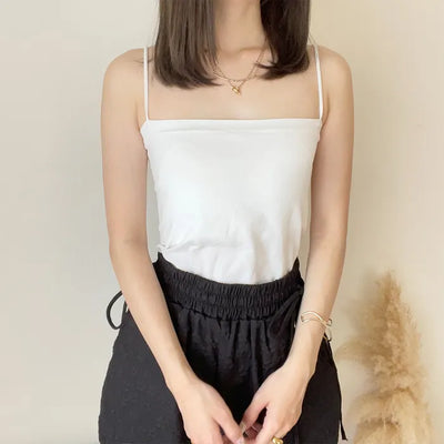 Square neck camisole with built-in cups