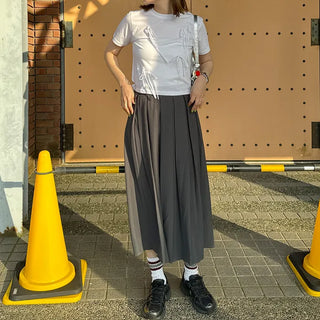 Pintuck pleated long skirt