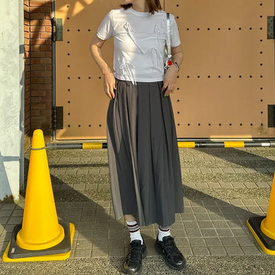 Pintuck pleated long skirt