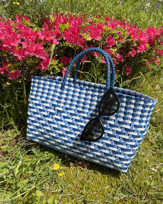 Colorful accent basket handbag
