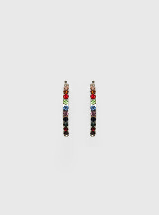 Leanah Gemstone Hoop Earrings Silver