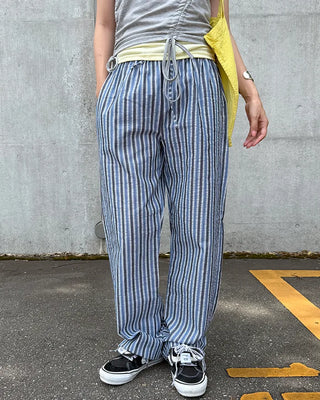 Wide-fit striped easy pants