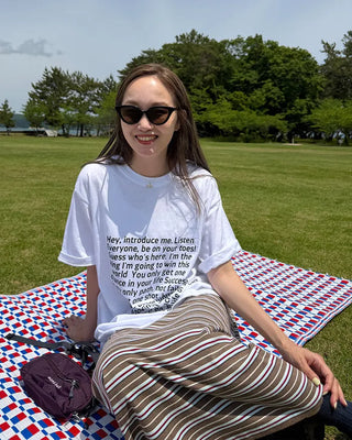 (Unisex) Lettering Loose Fit Half Sleeve T-Shirt