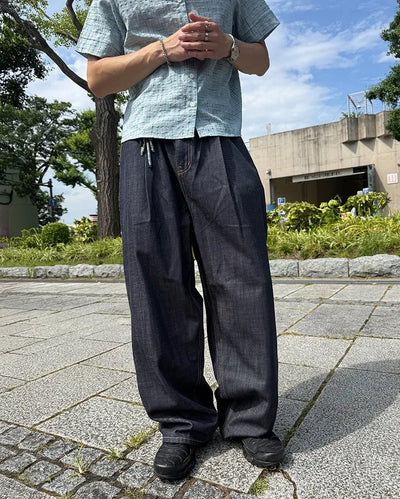One-tuck selvedge balloon denim pants