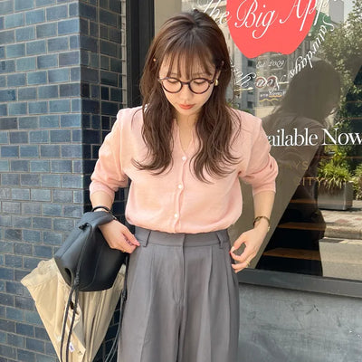 Linen blend round neck cardigan