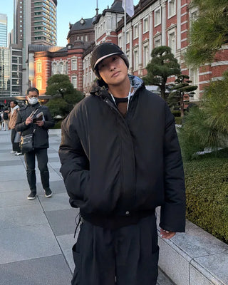 Checked Hooded Layered Overblouson