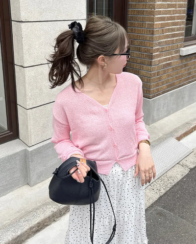 See-through V-neck cardigan