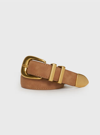Duncani Faux Suede Belt BrownGold