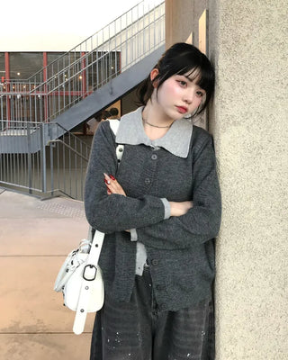 Layered knit cardigan